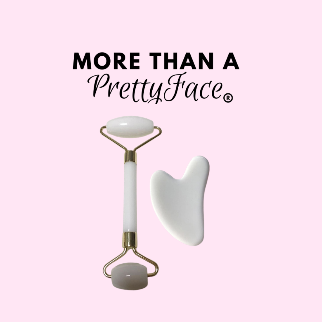 solid white facial roller and gua sha more than a pretty face